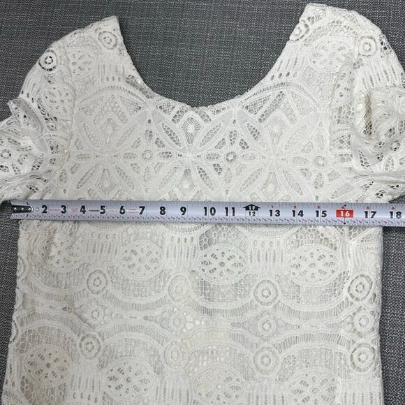 NWT Sezane Sarah Robe Crochet Eyelet 3/4 Sleeve Mini Dress (38) Ecru Cream - Picture 8 of 10